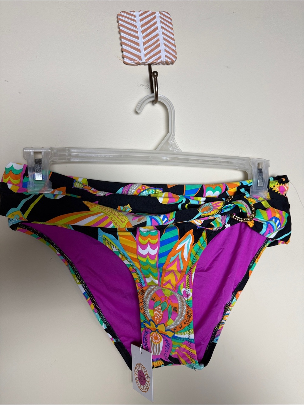 NWT Trina Turk Black Tahitian Floral Print 1 Piece Swimsuit Bottoms Size 6